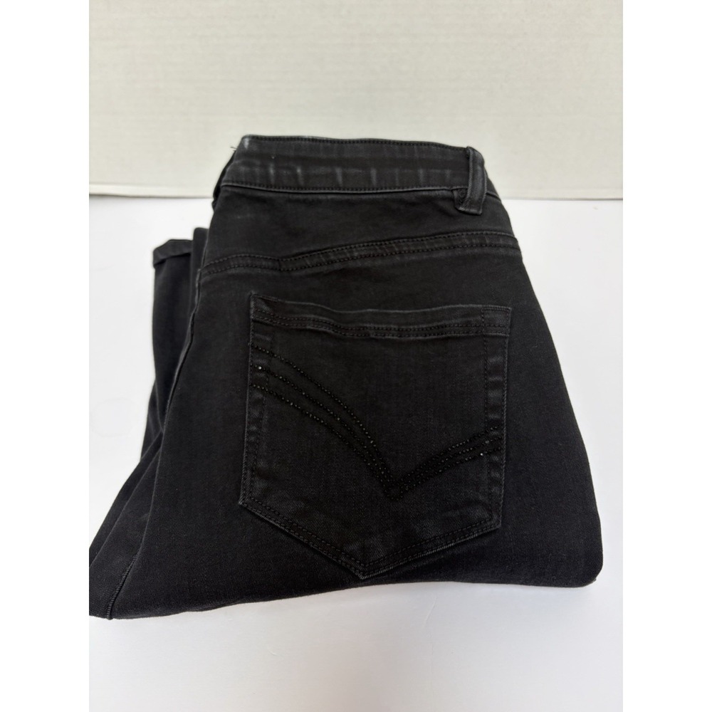 Democracy Hi-Rise Black Itty Bitty Bootcut Jean Rhinstone Sz 10 Style #B2936KFSL
